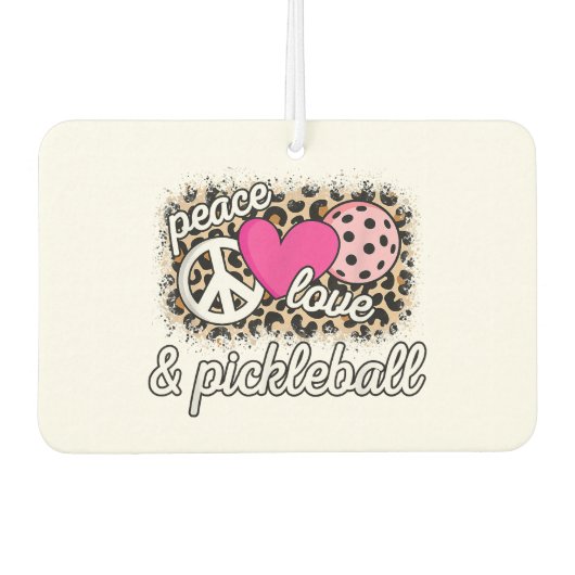 かわいいピースラブピックボール選手おもしろいのピックル・バル カーエアーフレッシュナー (正面)