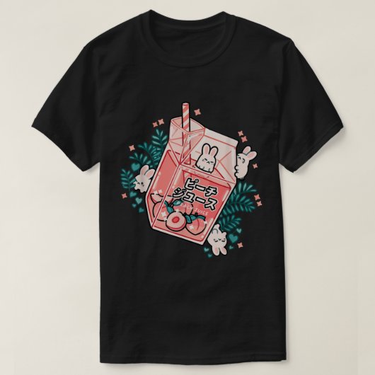 かわいいピーチジュースうさぎデザイン Tシャツ (デザイン正面)
