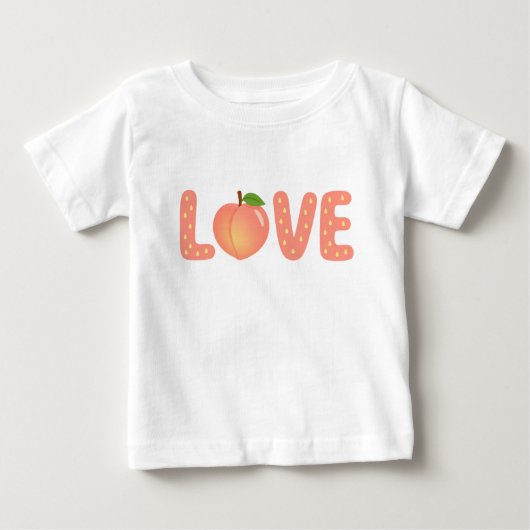 かわいいピーチLOVE子供用Tシャツ ベビーTシャツ (正面)