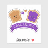 かわいいピーナッツバターとゼリーの名前 シール (シート)