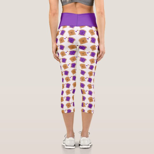 かわいいピーナッツバターとゼリーサンドイッチパターン カプリレギンス (裏面)