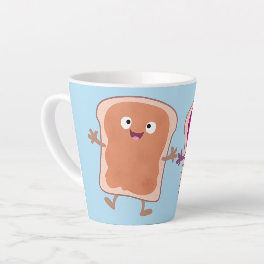 かわいいピーナッツバターとゼリーサンド漫画 カフェラテマグ (左アングル)