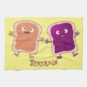 かわいいピーナッツバターとゼリーサンド漫画 キッチンタオル
