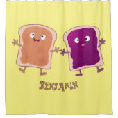 かわいいピーナッツバターとゼリーサンド漫画 シャワーカーテン (正面)