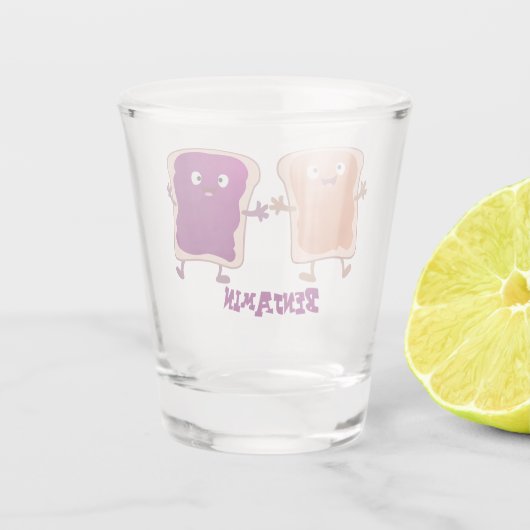 かわいいピーナッツバターとゼリーサンド漫画 ショットグラス (裏面)