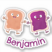 かわいいピーナッツバターとゼリーサンド漫画 シール (正面)