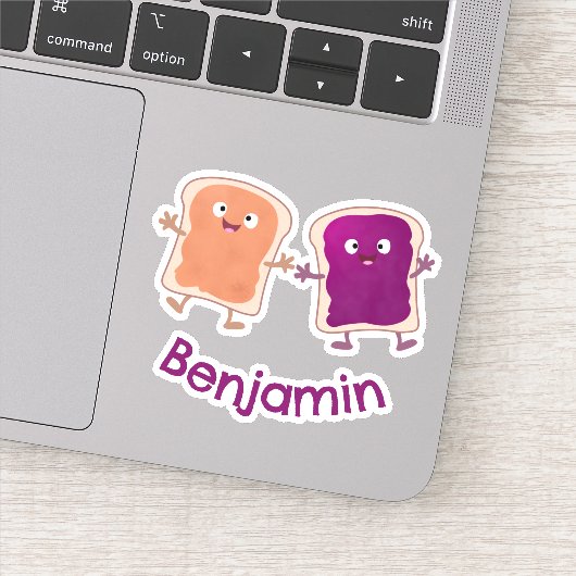 かわいいピーナッツバターとゼリーサンド漫画 シール (詳細)