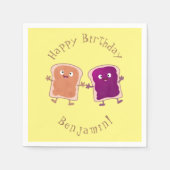 かわいいピーナッツバターとゼリーサンド漫画 スタンダードカクテルナプキン (正面)