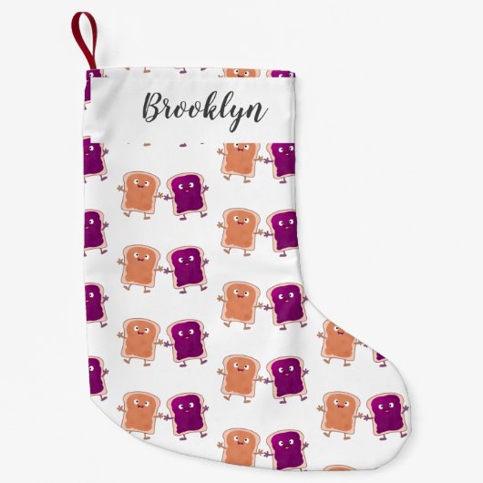 かわいいピーナッツバターとゼリーサンド漫画 スモールクリスマスストッキング (正面)