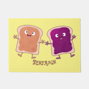 かわいいピーナッツバターとゼリーサンド漫画 ドアマット