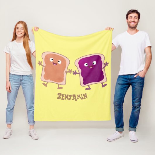 かわいいピーナッツバターとゼリーサンド漫画 フリースブランケット (インサイチュ)