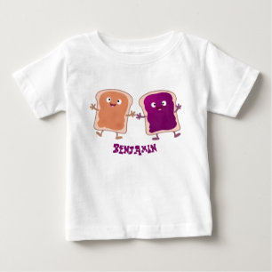 かわいいピーナッツバターとゼリーサンド漫画 ベビーTシャツ