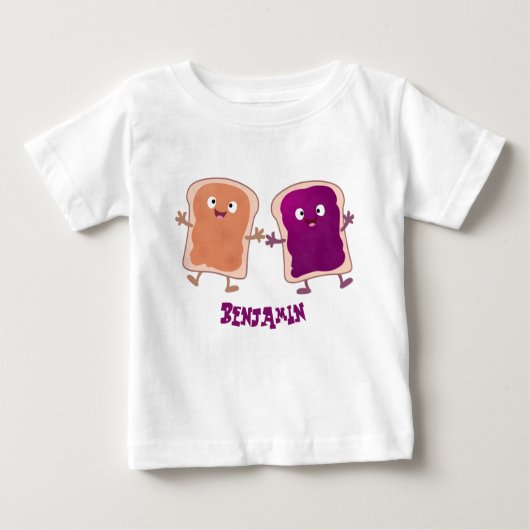 かわいいピーナッツバターとゼリーサンド漫画 ベビーTシャツ (正面)