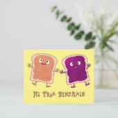 かわいいピーナッツバターとゼリーサンド漫画 ポストカード (スタンド正面)