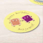 かわいいピーナッツバターとゼリーサンド漫画 ラウンドペーパーコースター (アングル)