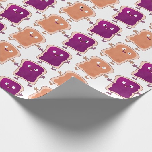 かわいいピーナッツバターとゼリーサンド漫画 ラッピングペーパー (角)