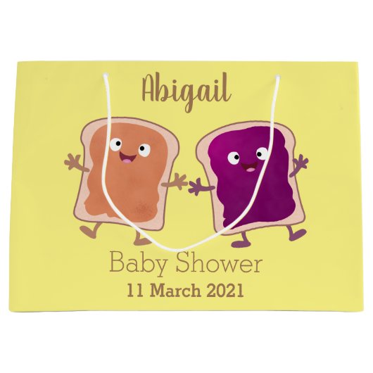 かわいいピーナッツバターとゼリーサンド漫画 ラージペーパーバッグ (正面)