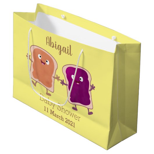 かわいいピーナッツバターとゼリーサンド漫画 ラージペーパーバッグ (正面アングル)