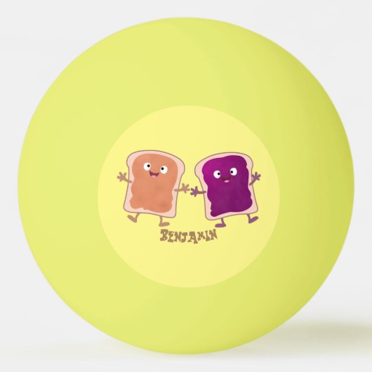 かわいいピーナッツバターとゼリーサンド漫画 卓球ボール (裏面)