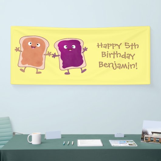 かわいいピーナッツバターとゼリーサンド漫画 横断幕 (トレードショー)