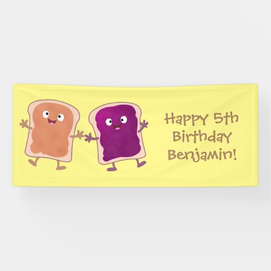 かわいいピーナッツバターとゼリーサンド漫画 横断幕 (横)