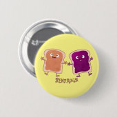 かわいいピーナッツバターとゼリーサンド漫画 缶バッジ (正面&裏面)