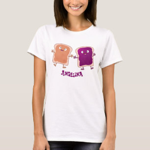 かわいいピーナッツバターとゼリーサンド漫画 Tシャツ