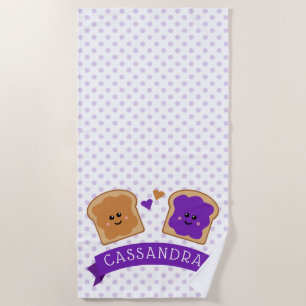 かわいいピーナッツバターとゼリー ビーチタオル