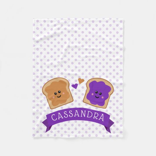 かわいいピーナッツバターとゼリー フリースブランケット (正面)