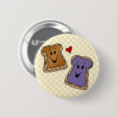 かわいいピーナッツバターのハートのゼリーの漫画ボタン 缶バッジ (正面&裏面)