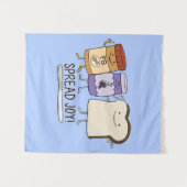 かわいいピーナッツバター及びゼリー及びパンの広がりの喜び タペストリー (正面(横))