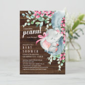 かわいいピーナッツ象の女の子のベビーシャワー 招待状 (スタンド正面)