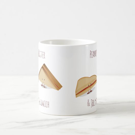 かわいいピーナツバターとゼリーサンドイッチ食品 コーヒーマグカップ (中央)