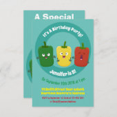 かわいいピーマンのトウガラシのトウガラシのトリオで漫画を歌う 招待状 (正面/裏面)