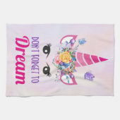 かわいいピ忘れンクユニコーンを夢見るな キッチンタオル (横)