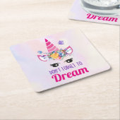 かわいいピ忘れンクユニコーンを夢見るな スクエアペーパーコースター (アングル)