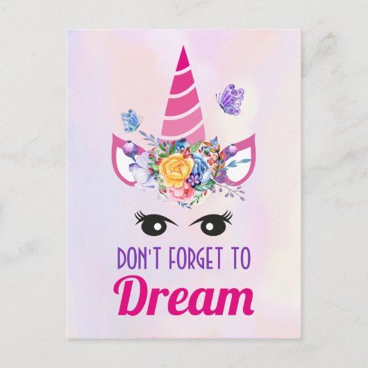 かわいいピ忘れンクユニコーンを夢見るな ポストカード (正面)