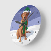 かわいいフおもしろいァットピンクのポットベリーブタ ラウンド壁時計 (傾斜)