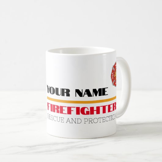 かわいいファイヤーファイターガール –  コーヒーマグカップ (正面右)