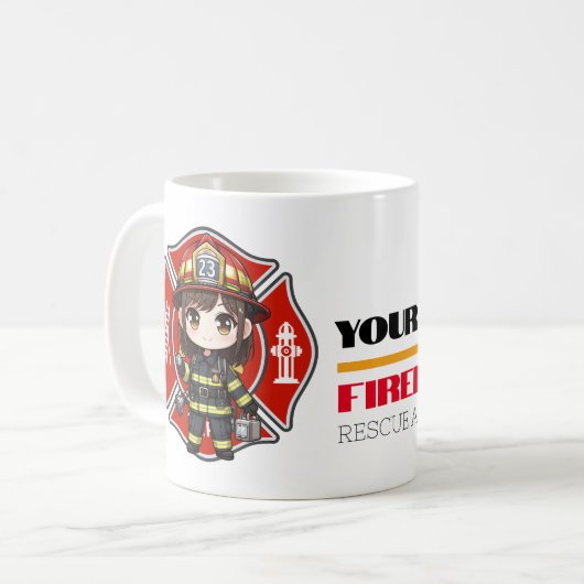 かわいいファイヤーファイターガール – コーヒーマグカップ (正面左)