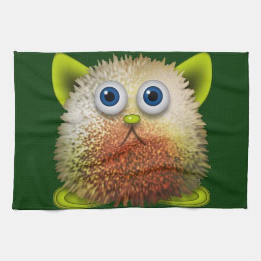 かわいいファジーなアニメのキャラクターアート キッチンタオル (横)