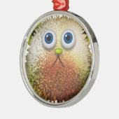 かわいいファジーなアニメのキャラクターアート メタルオーナメント (左)