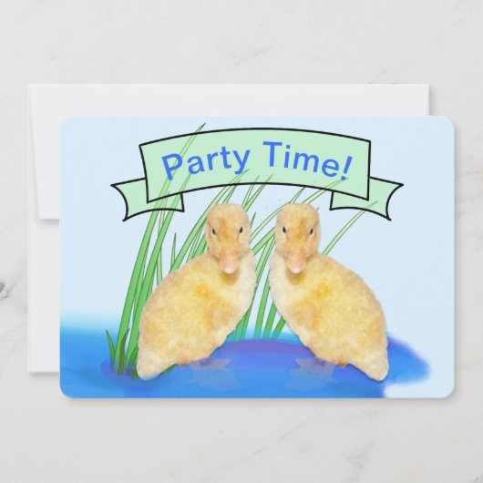 かわいいファジーイエローアクリングスチャイルドーズ誕生日 招待状 (正面)