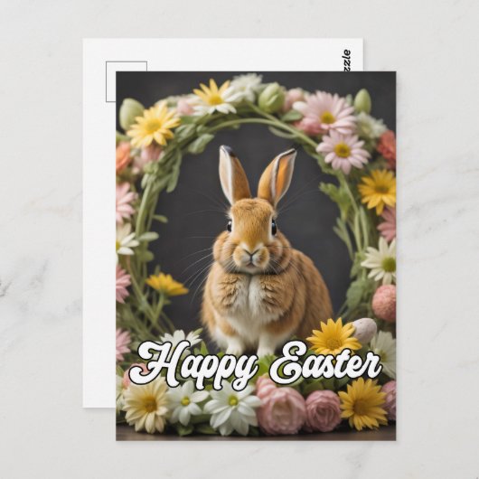かわいいファジーイースターバニーウサギ ポストカード (正面/裏面)