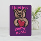 かわいいファジーテディベアバレンタイン シーズンカード (スタンド正面)