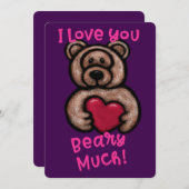 かわいいファジーテディベアバレンタイン シーズンカード (正面/裏面)