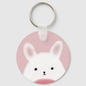 かわいいファジーバニーピンクパーソナライズされた色 キーホルダー (裏面)