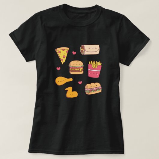 かわいいファストフードのらくがきコレクション Tシャツ (デザイン正面)