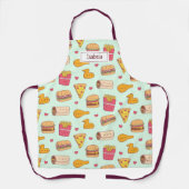 かわいいファストフードのドードルパターン名 エプロン (正面)
