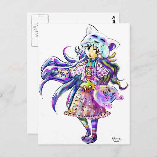 かわいいファッションかわいいアニメガール – マンガクールスタイル ポストカード (正面/裏面)